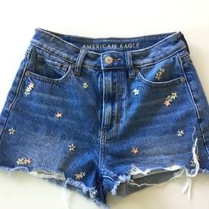 American Eagle Embroidered Mom Jeans